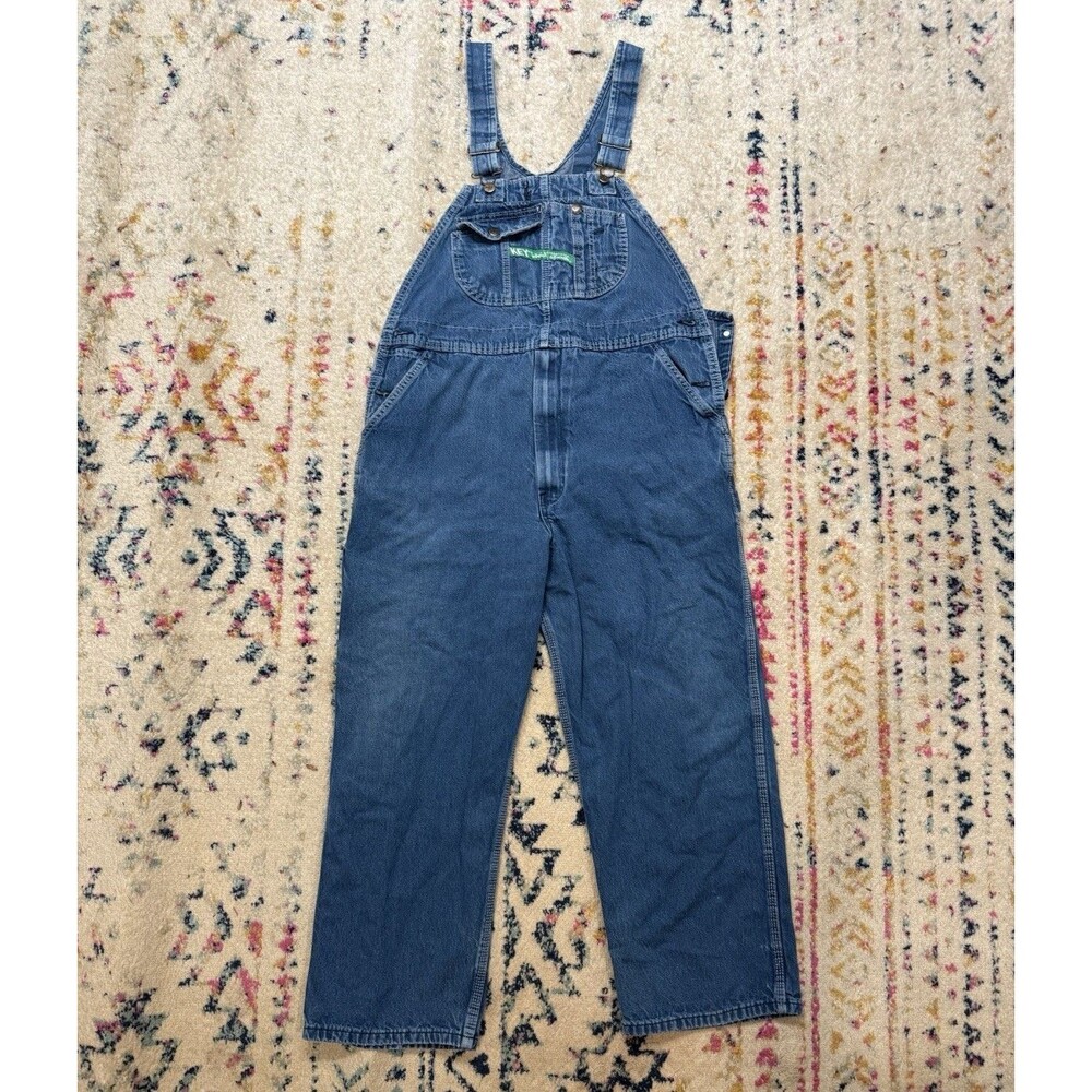Key Blue Denim Cotton Bib Overalls Coveralls Adjustable Straps Mechanic